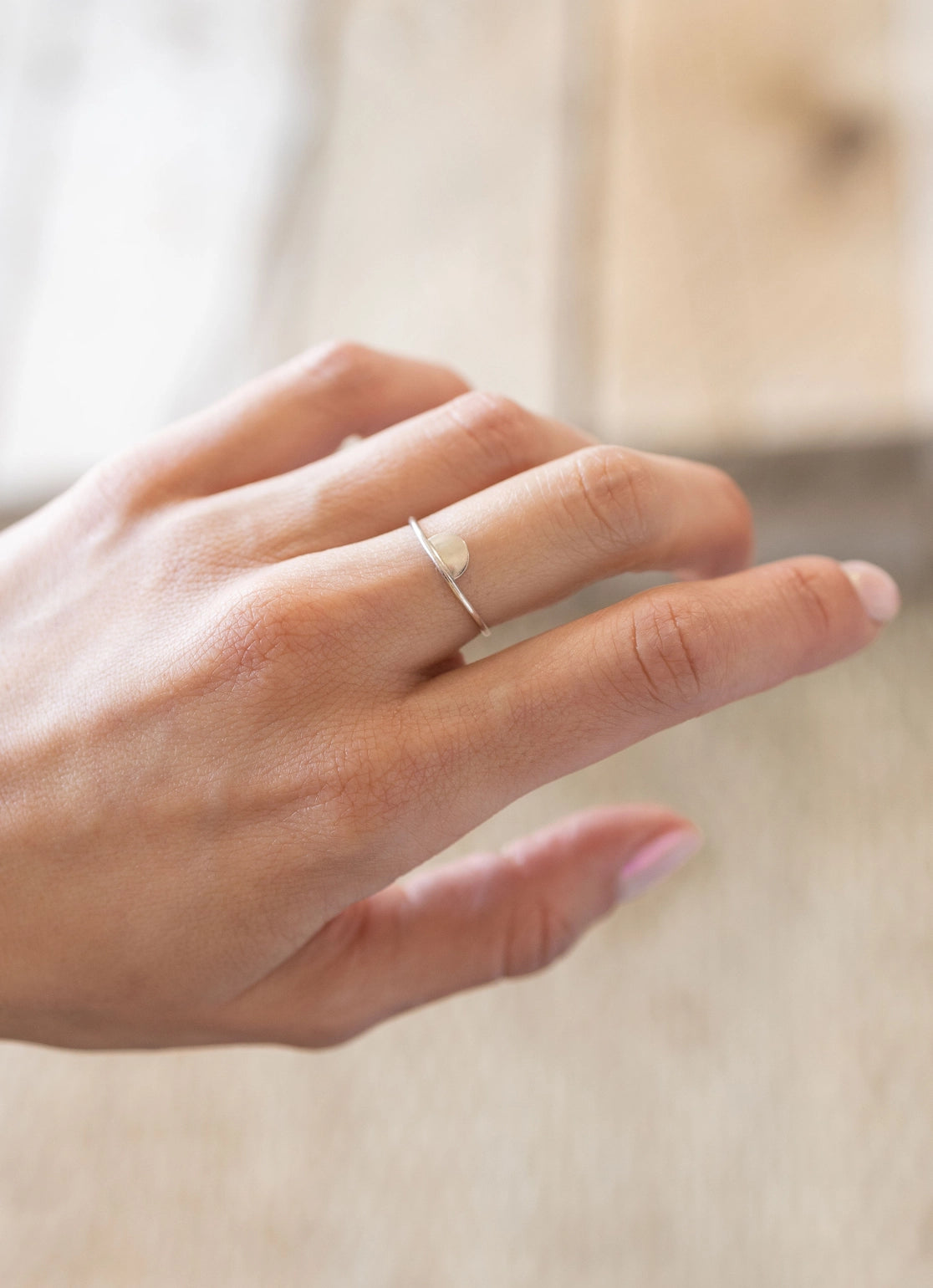 Dainty Half Moon Ring in Sterling Silver