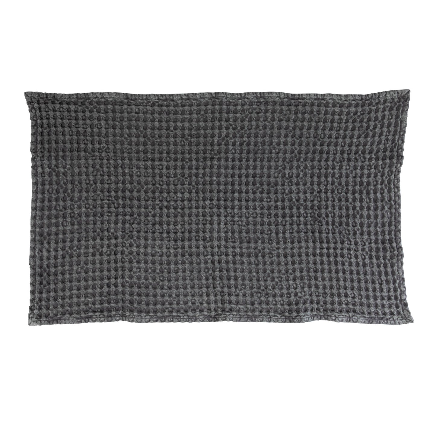Stonewashed Cotton Waffle Weave Tea Towel - Charcoal