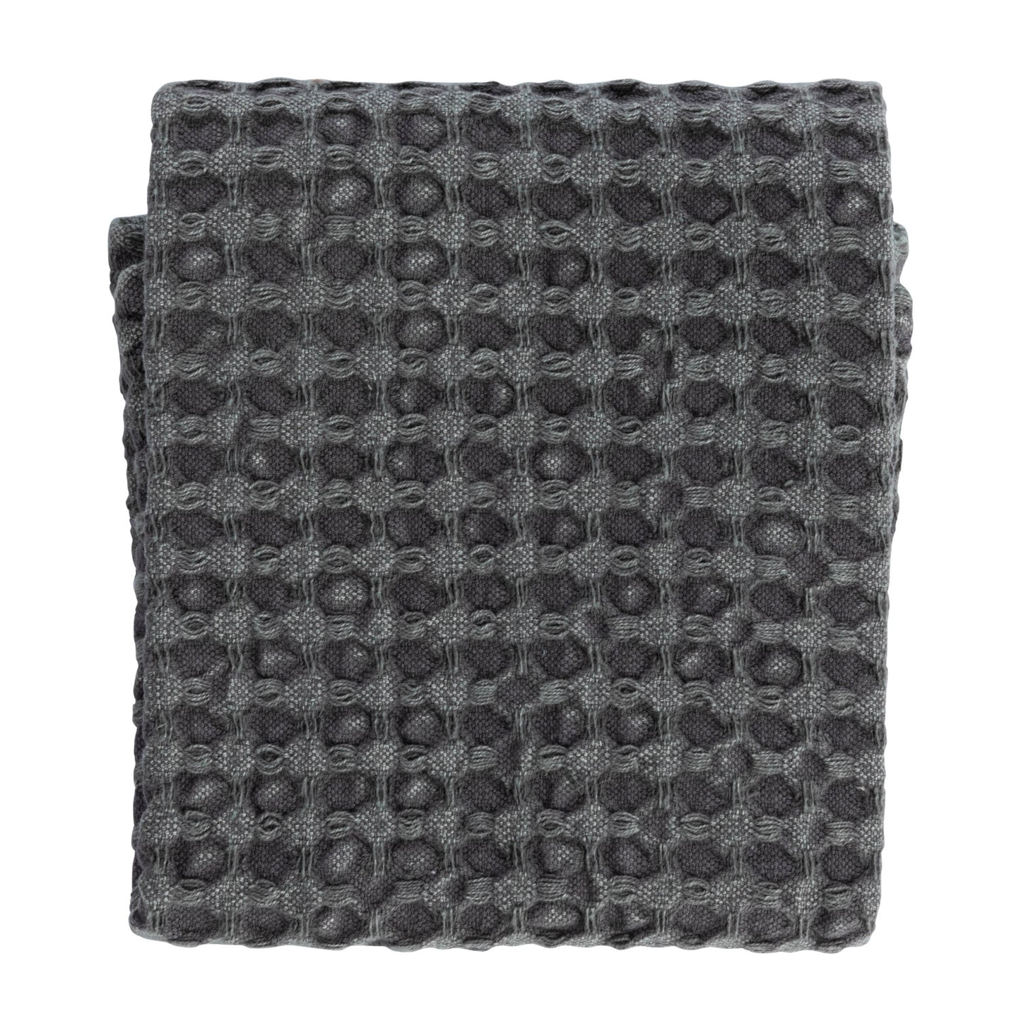 Stonewashed Cotton Waffle Weave Tea Towel - Charcoal