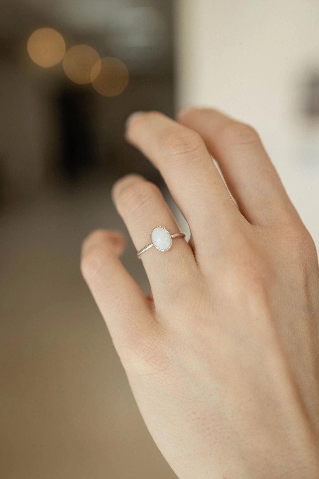 Opal Oval Ring in Sterling Silver