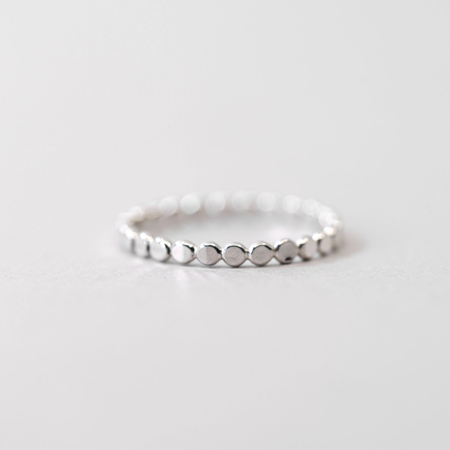 Coin Hammered Disc Stacking Ring - Sterling Silver