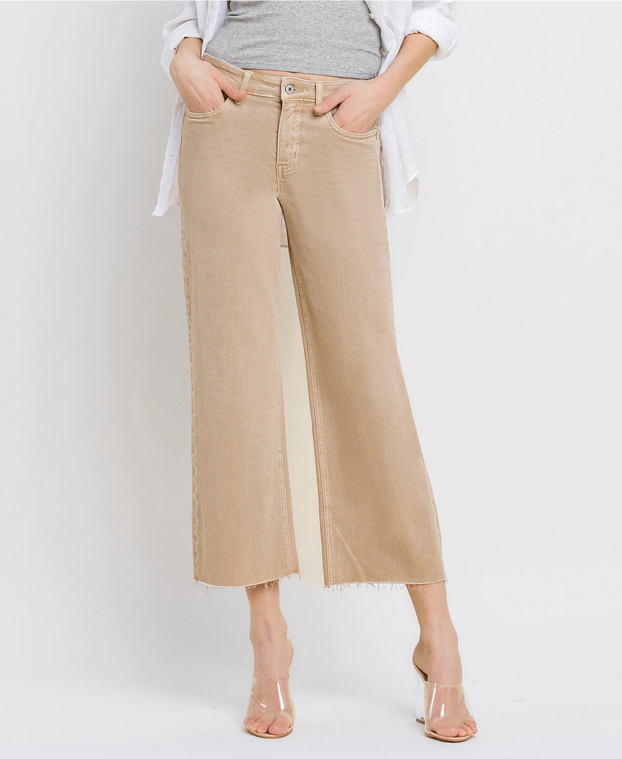 High Rise Crop Wide Leg Jeans