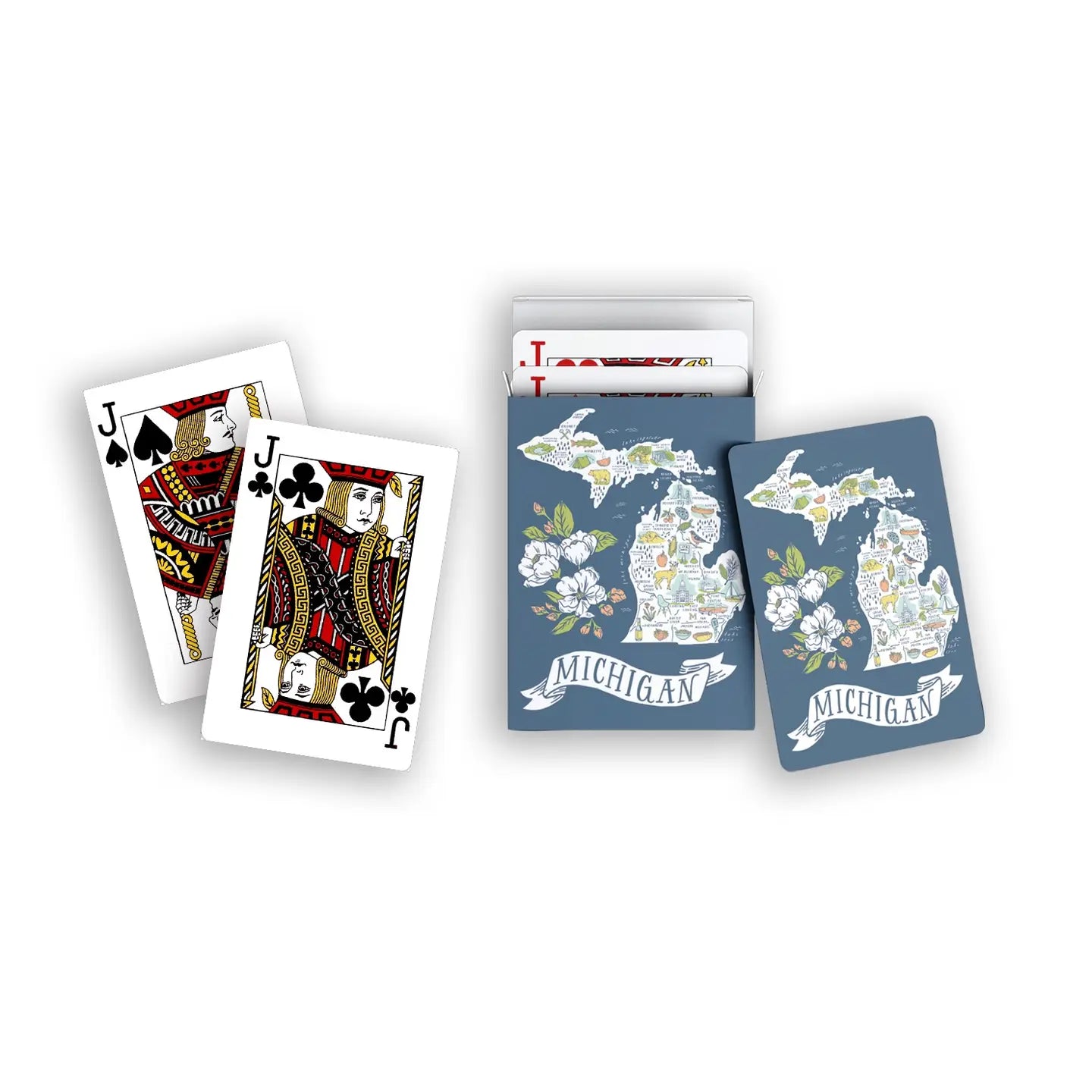 Illustrated Michigan Map Playing Cards
