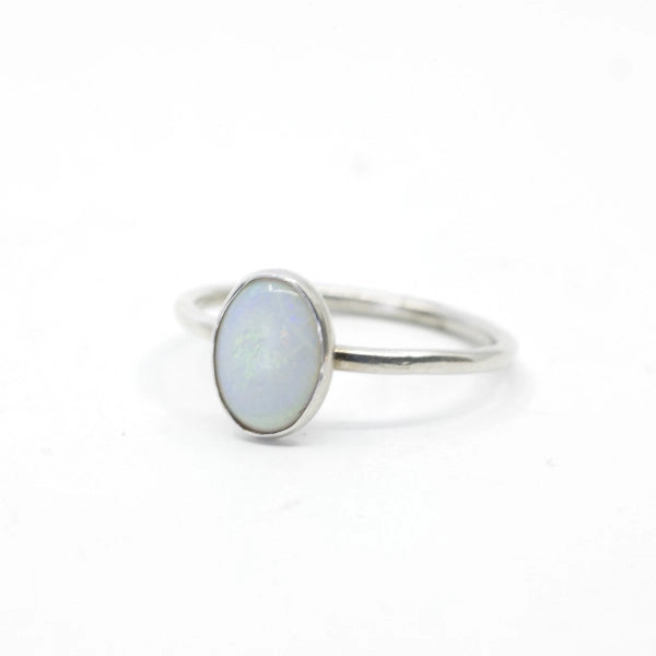 Opal Oval Ring in Sterling Silver