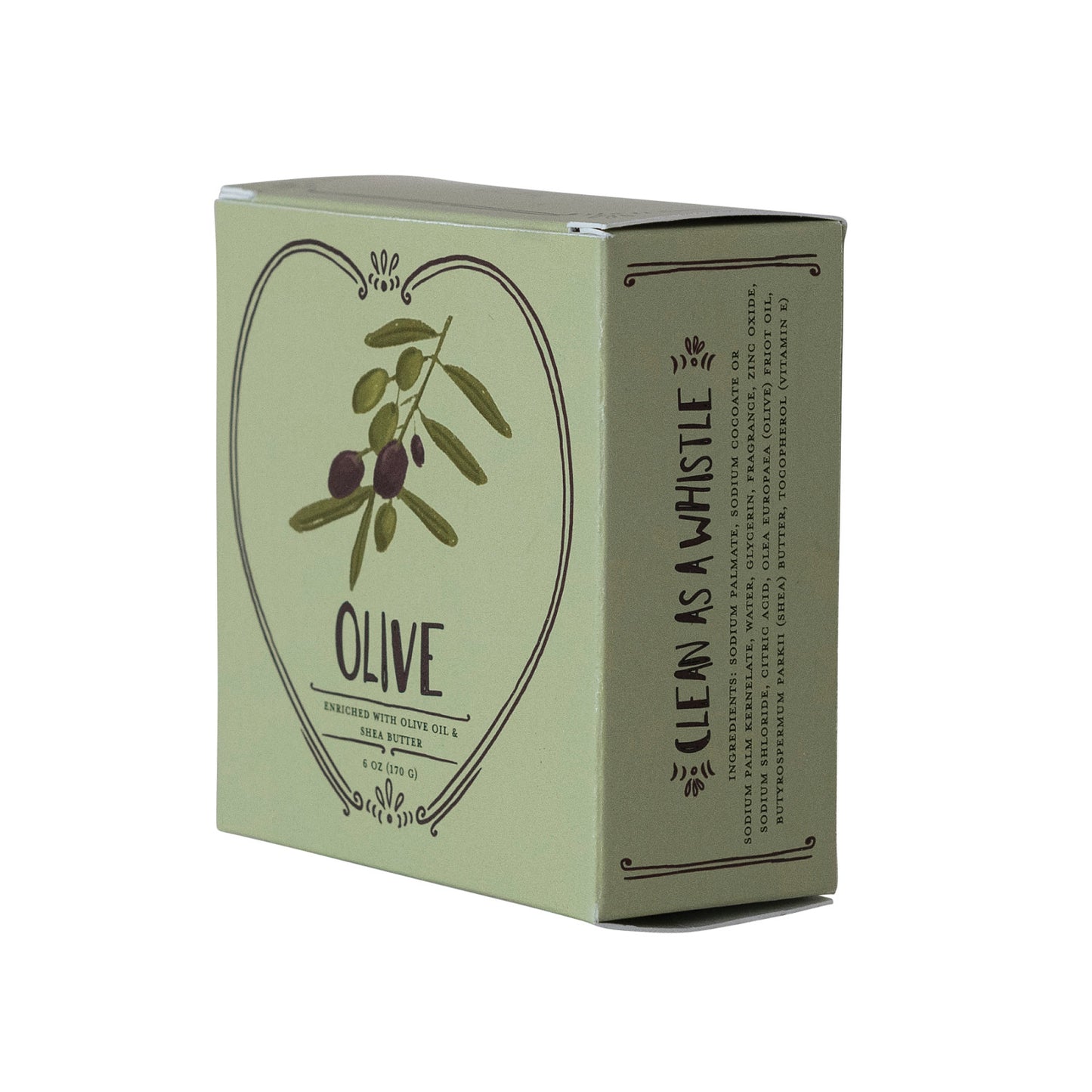 Olive Scented Olive Oil & Shea Butter Triple Milled Heart Shaped Bar Soap