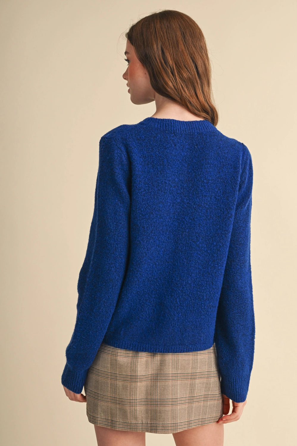 Marled Knit Sweater Cardigan - Cobalt