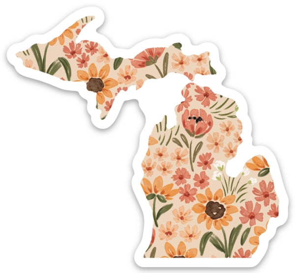Michigan 3x3in. Floral State Sticker