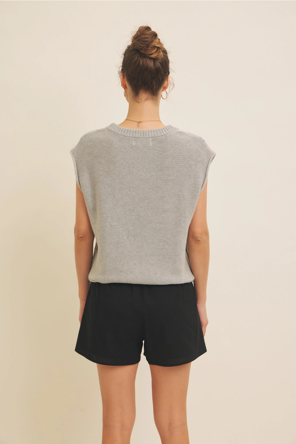Sweater Vest Top - Grey