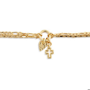 Heart + Cross Gold Charm Layered Bracelet