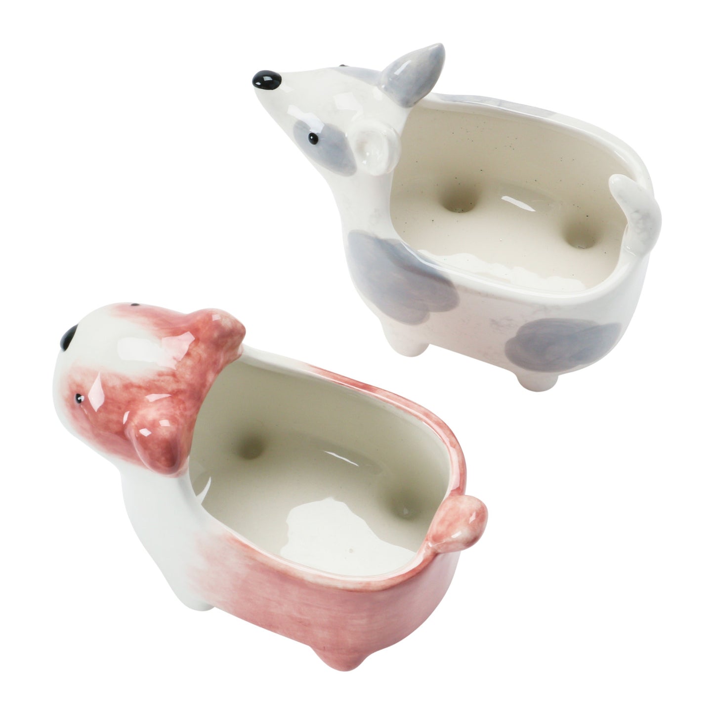 Hand-Painted Ceramic Dog Planter