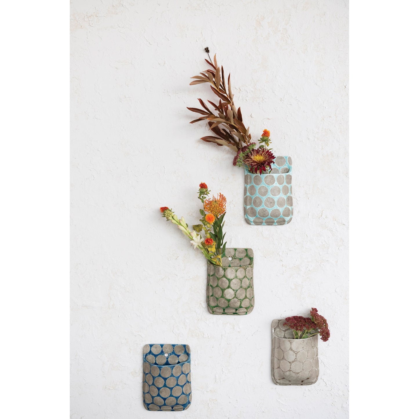 Terra-cotta Wall Planter with Wax Relief Dots