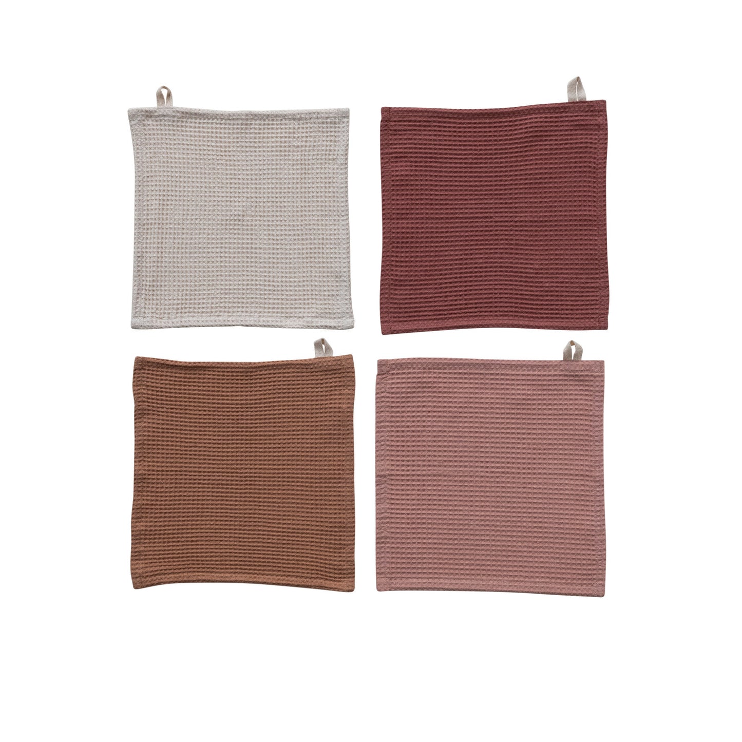 Woven Linen & Cotton Waffle Dish Cloths w/ Loops