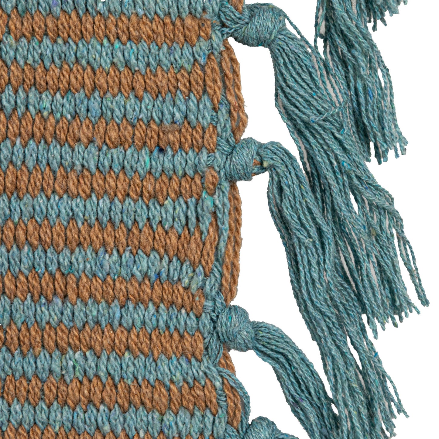 Woven Recycled Cotton Blend Throw w/ Stripes & Fringe - Blue