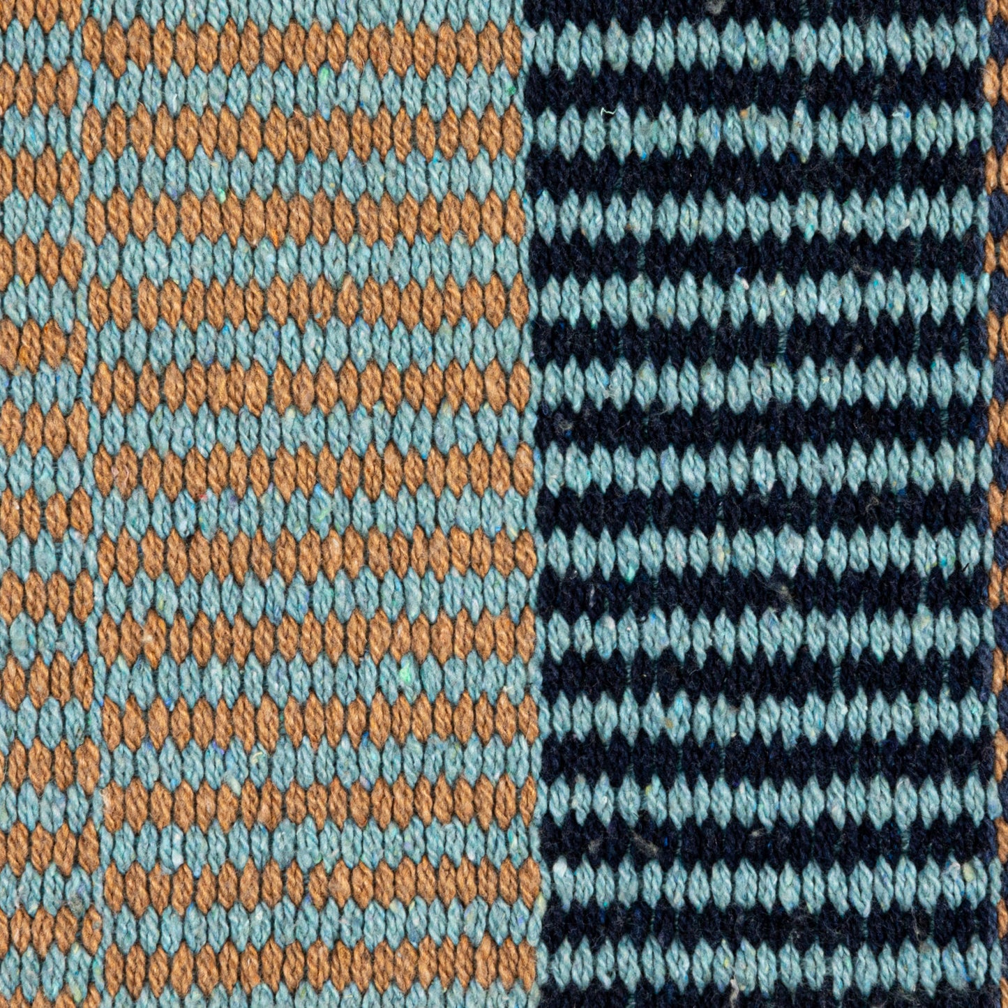 Woven Recycled Cotton Blend Throw w/ Stripes & Fringe - Blue