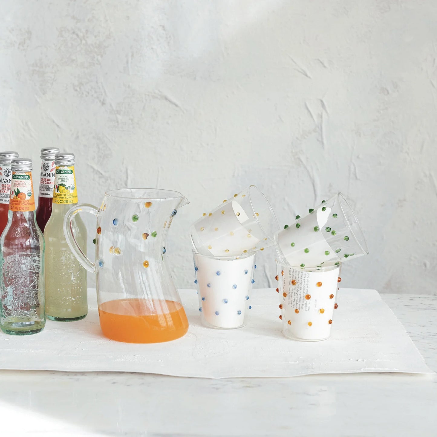 42 oz. Handmade Glass Organic Shaped Pitcher w/ Raised Dots