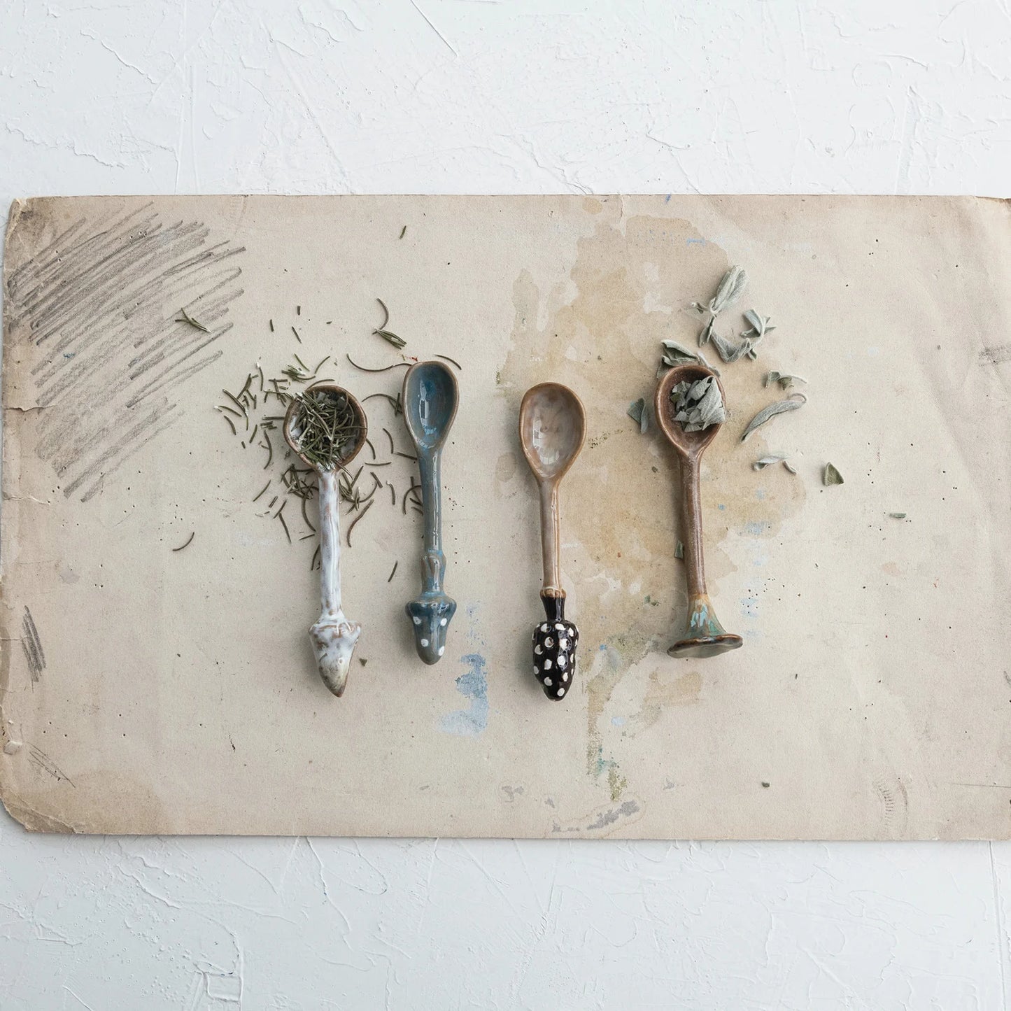 Stoneware Spoon w/ Mushroom Handl