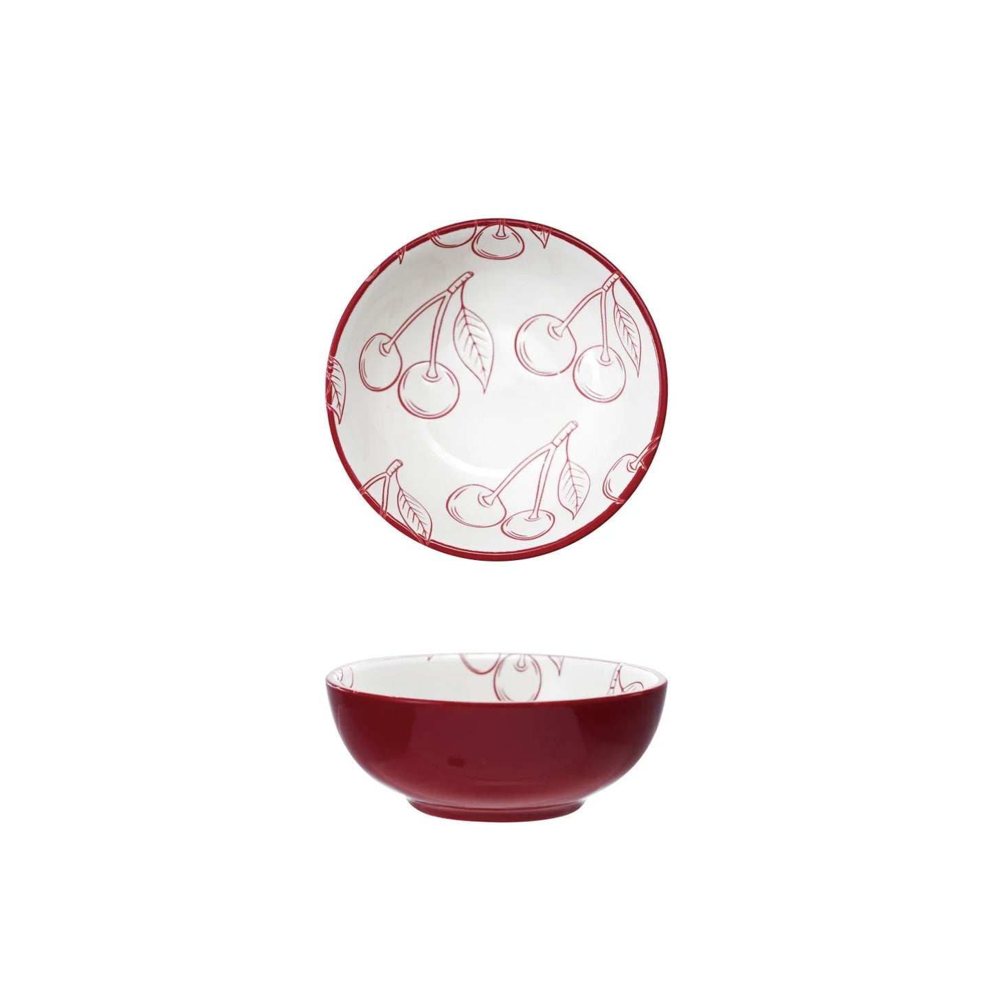 Stoneware Bowl with Cherry Pattern