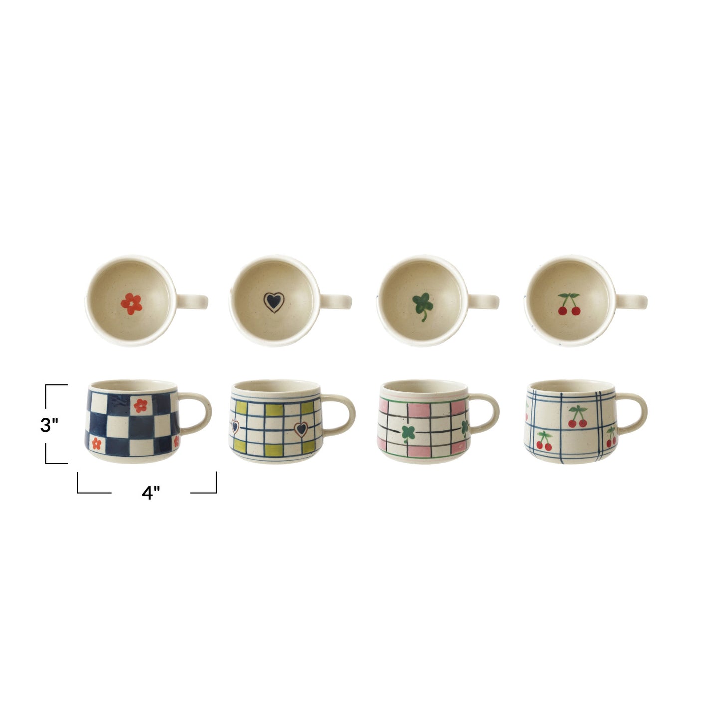 12 oz. Hand-Painted Stoneware Mug w/ Pattern