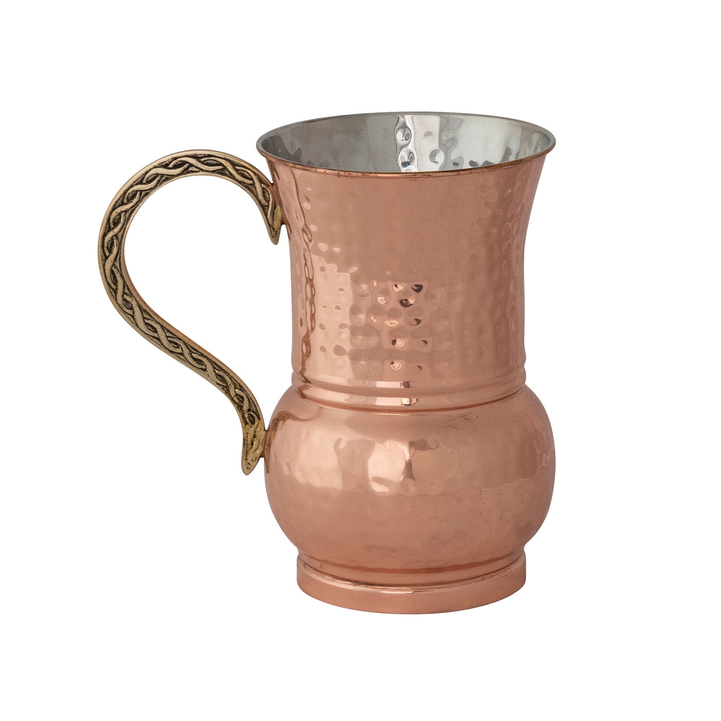 48 oz. Hammered Stainless Steel Pitcher with Brass Handle