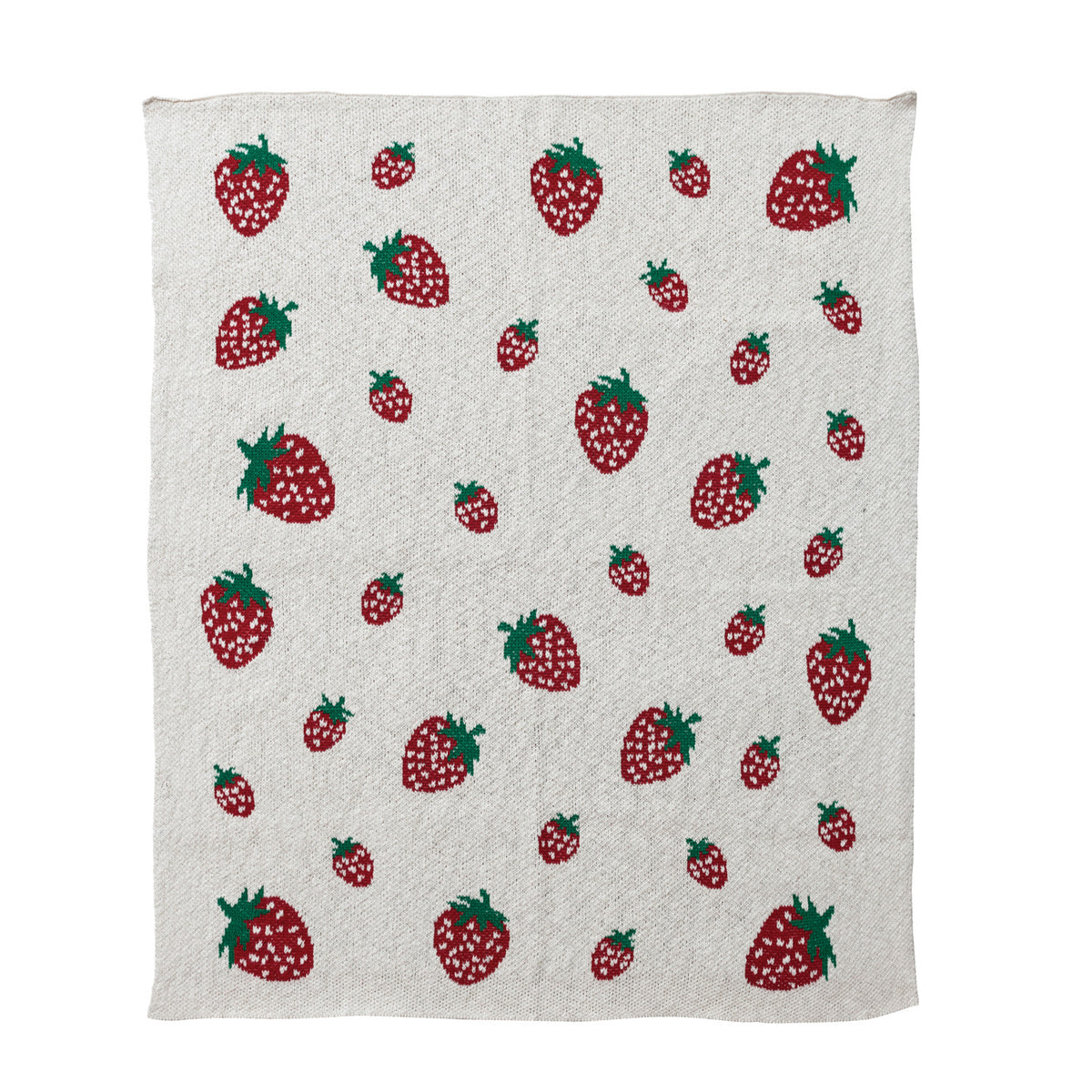 Cotton Knit Baby Blanket with Strawberrie