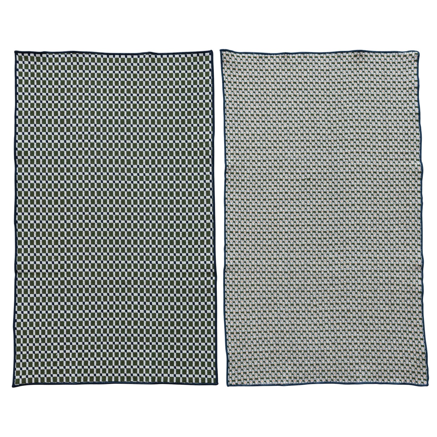 Woven Cotton Tea Towel with Pattern & Stitched Edge