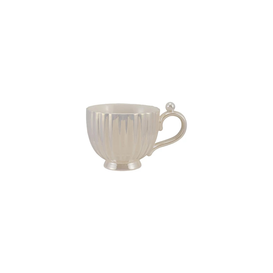 14 oz. Stoneware Fluted Mug with Faux Pearl