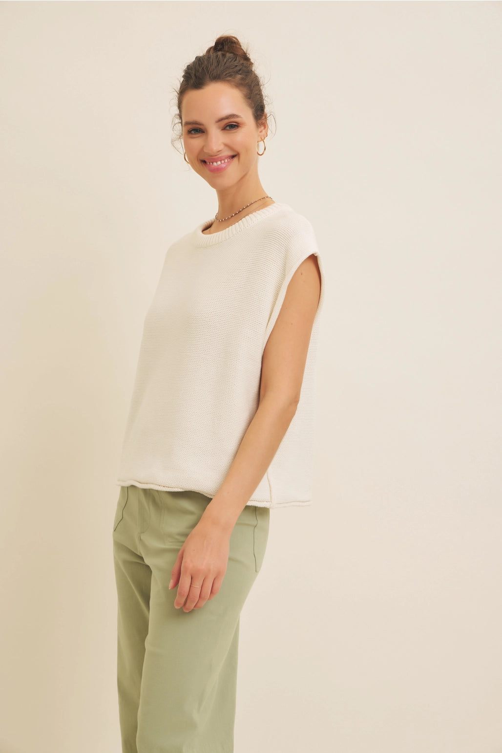 Sweater Vest Top - Cream