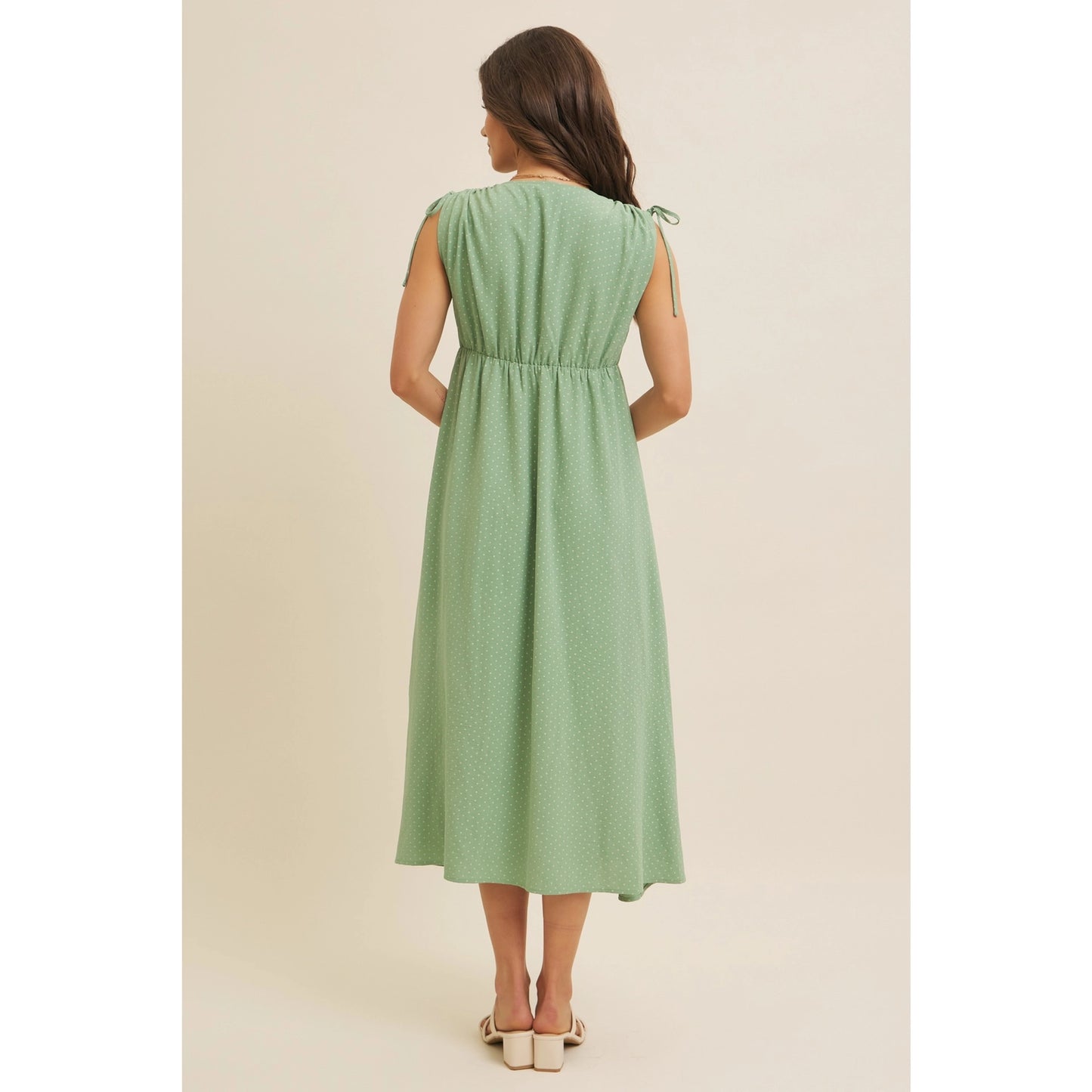 Classic Polka Dot Button-Down Midi Dress