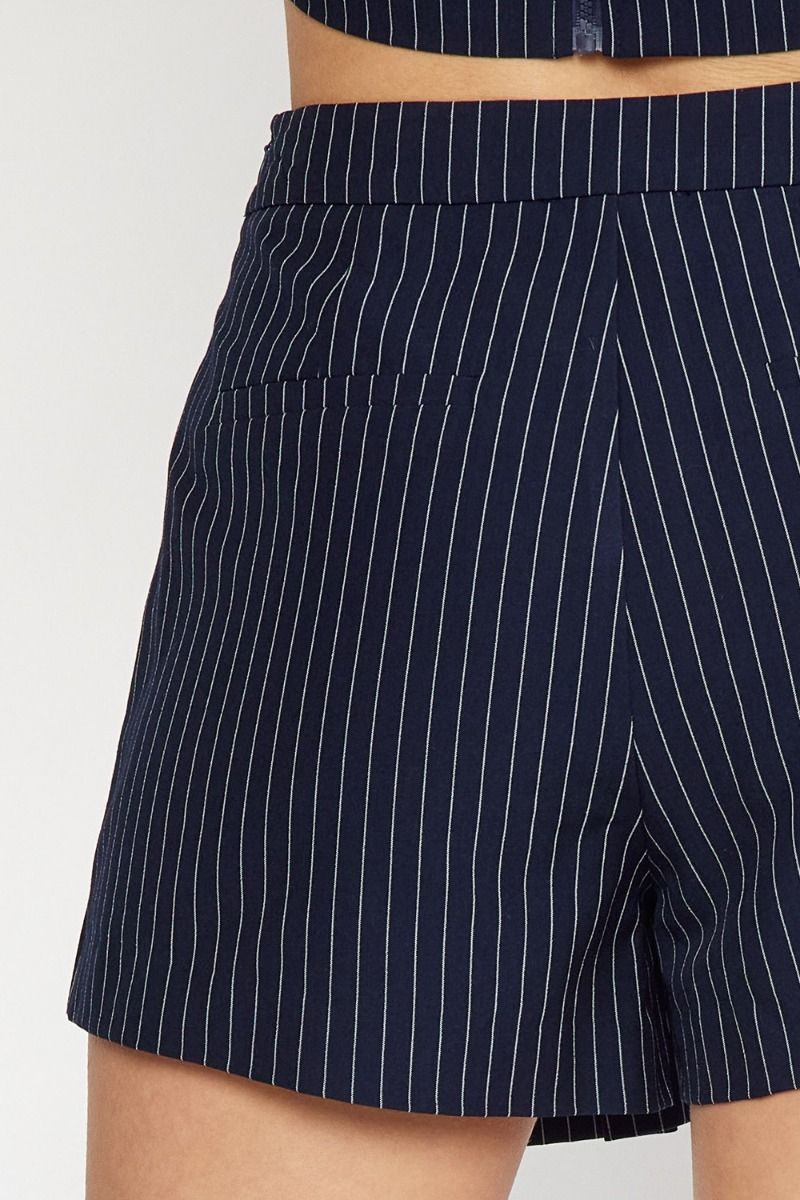 Pinstripe high-waisted skort