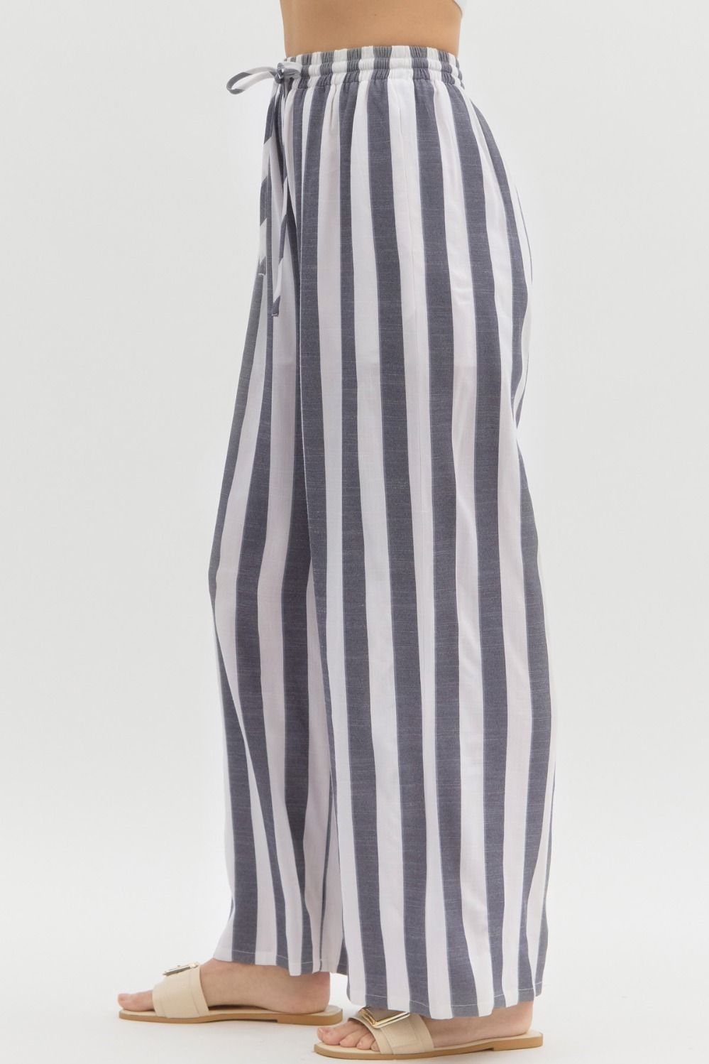 Stripe Print High-Waist Wide Leg Pants