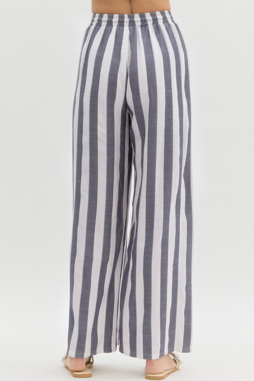 Stripe Print High-Waist Wide Leg Pants