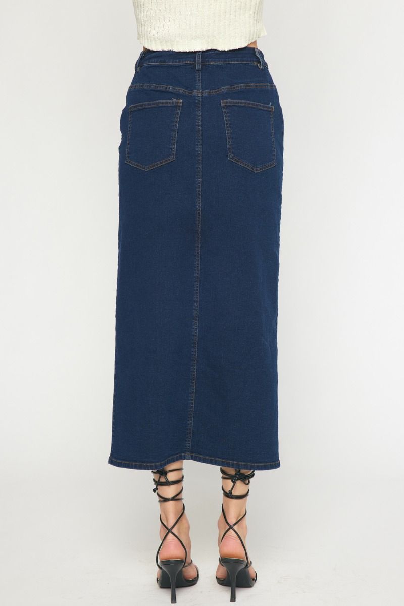 Split denim skirt
