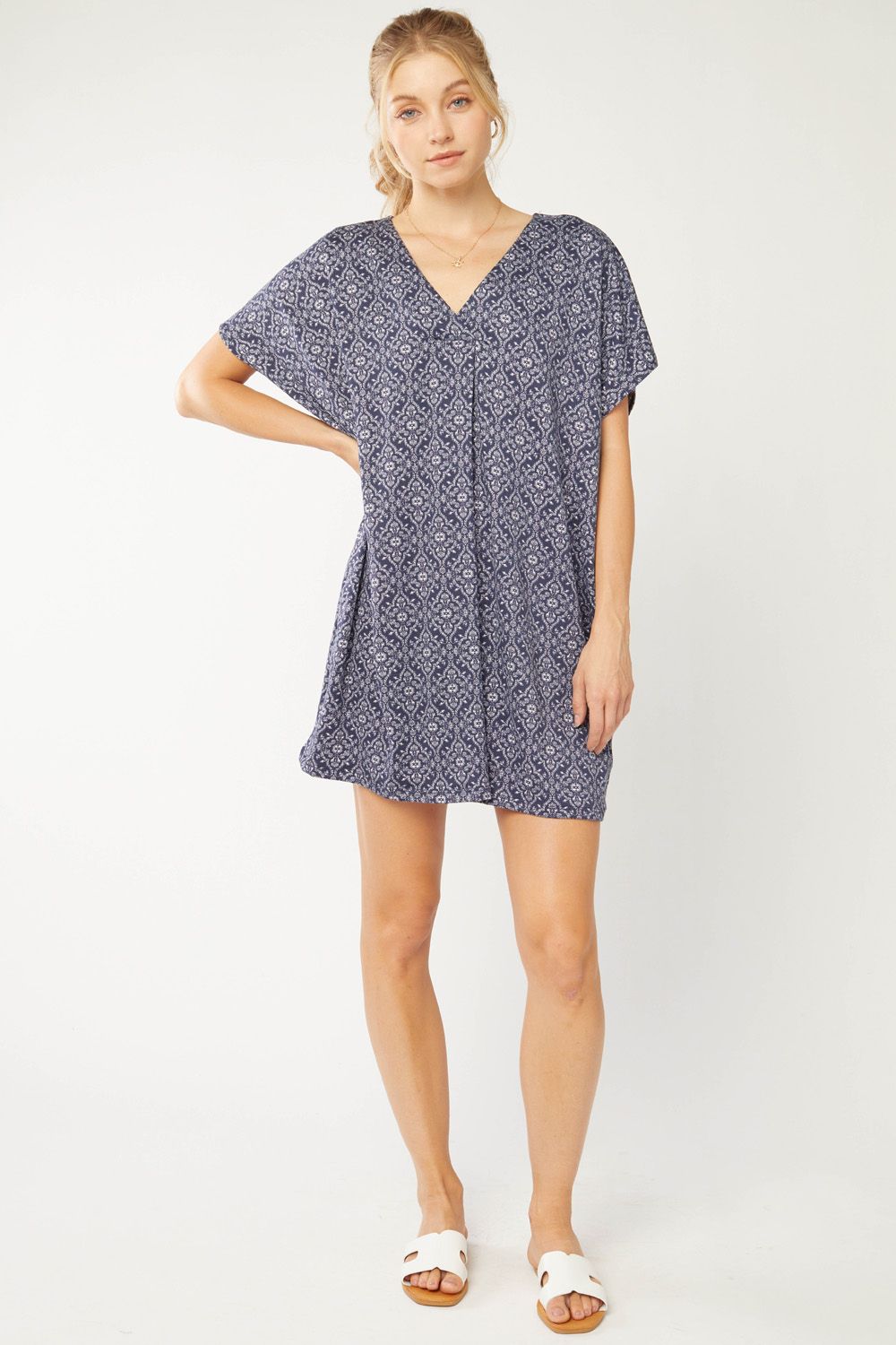 Printed V-neck Dress