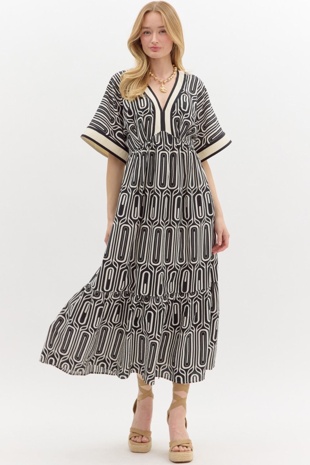 Abstract Maxi Dress - Black (S-2X)