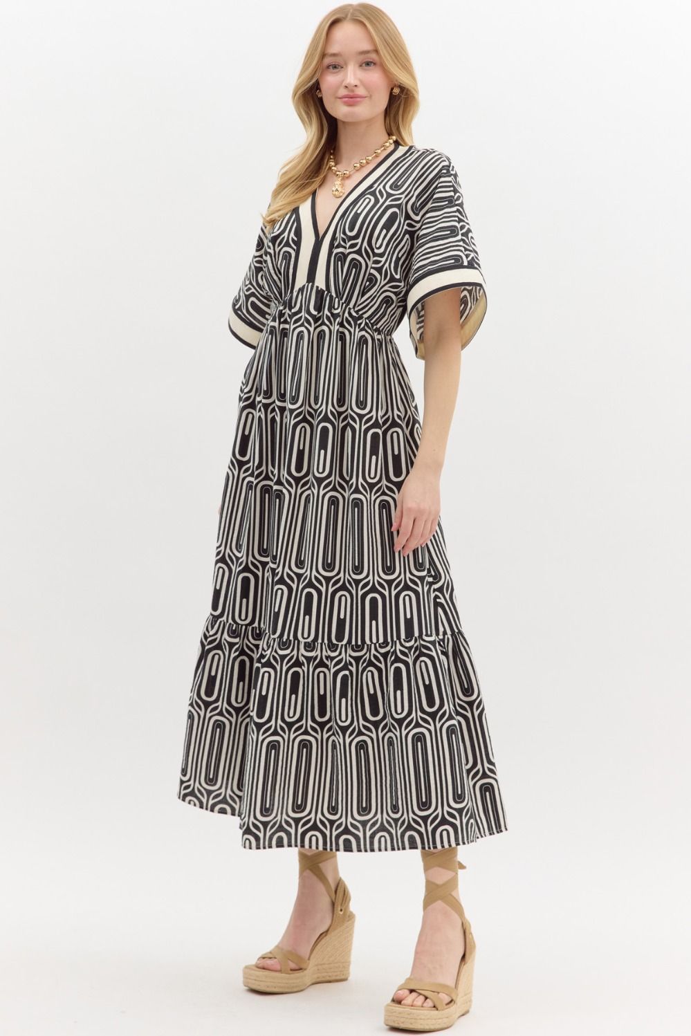 Abstract Maxi Dress - Black (S-2X)