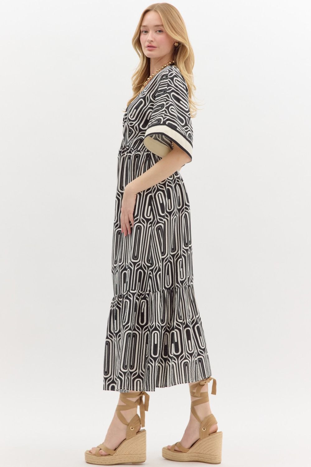 Abstract Maxi Dress - Black (S-2X)
