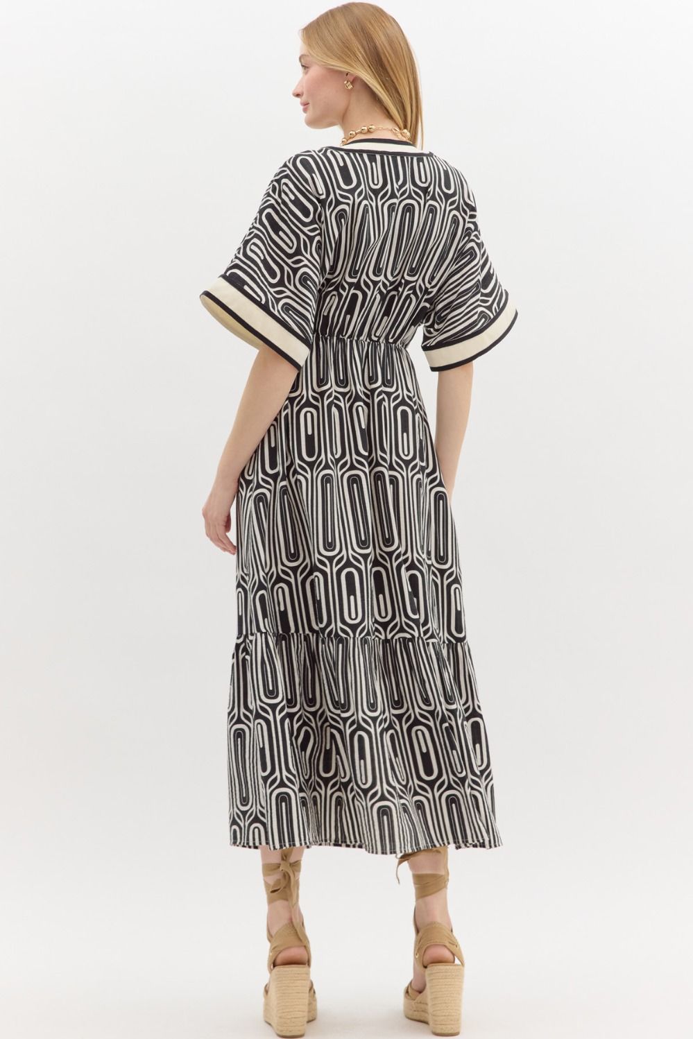 Abstract Maxi Dress - Black (S-2X)