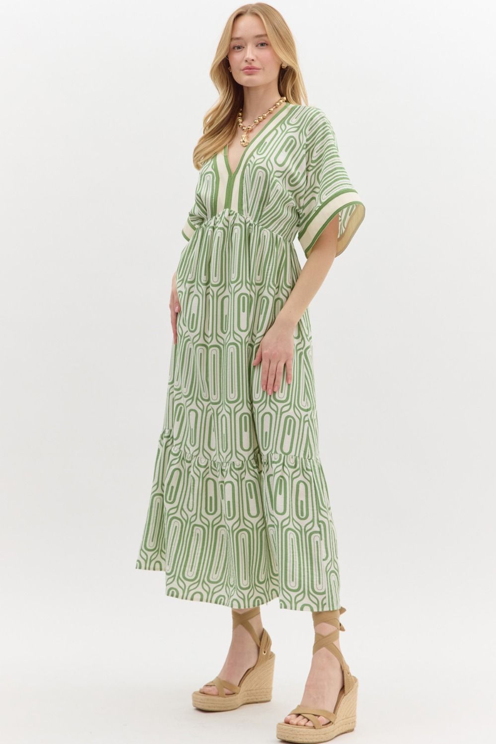 Abstract Maxi Dress - Green (S-2X)