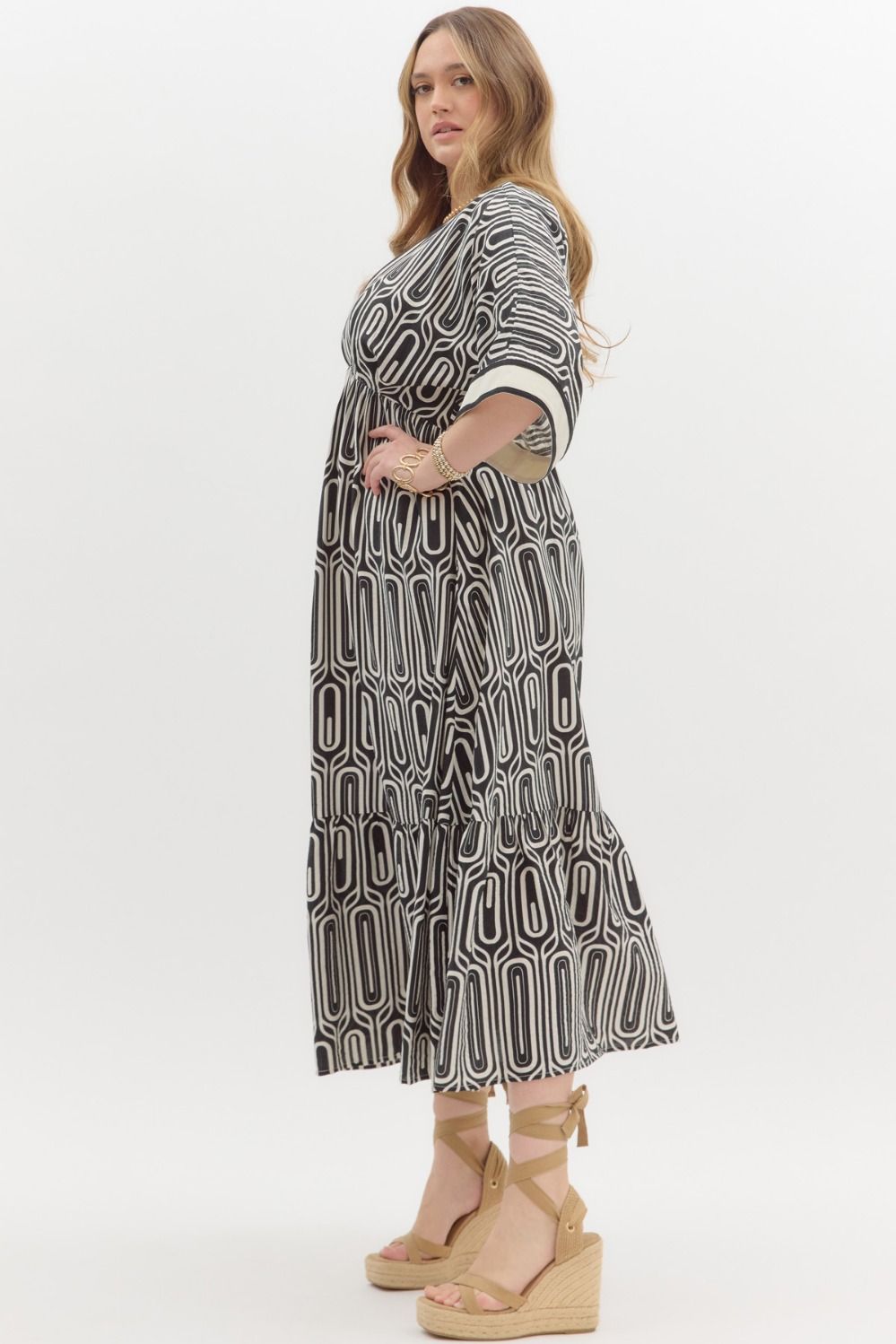 Abstract Maxi Dress - Black (S-2X)
