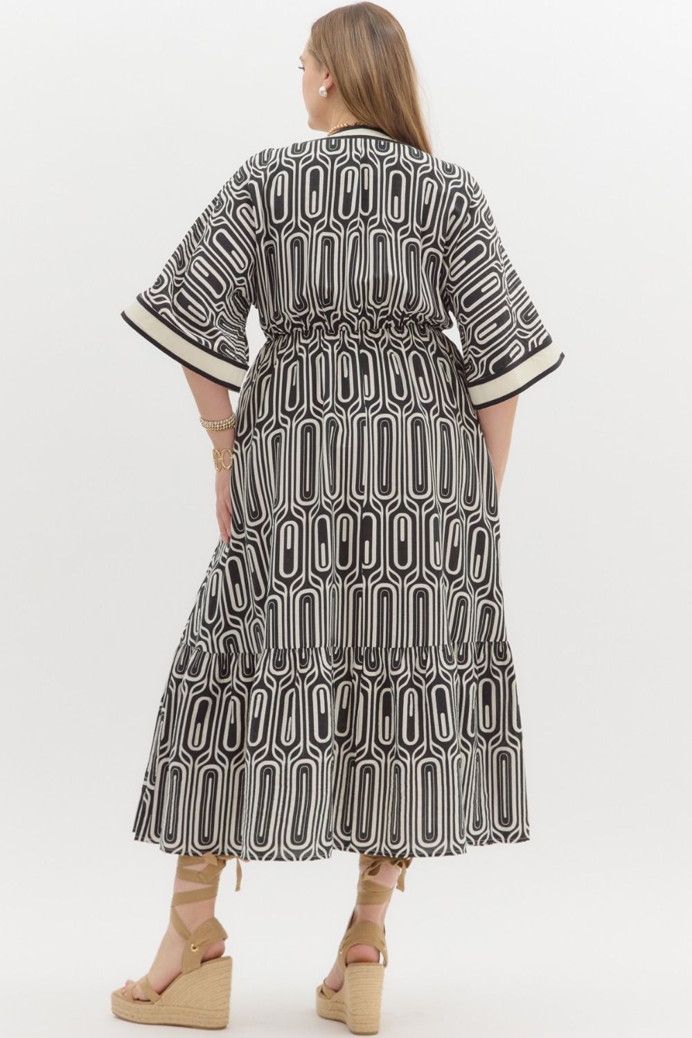 Abstract Maxi Dress - Black (S-2X)
