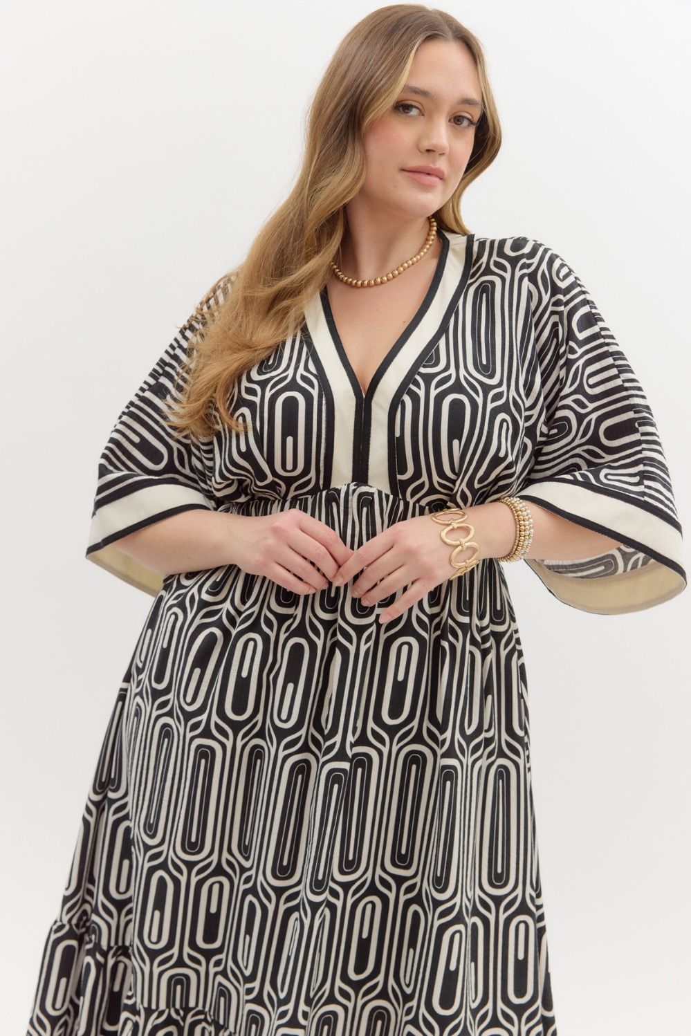 Abstract Maxi Dress - Black (S-2X)