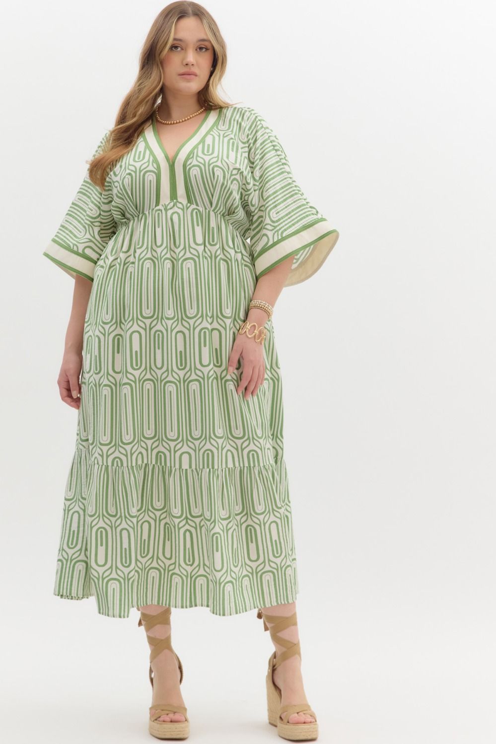 Abstract Maxi Dress - Green (S-2X)