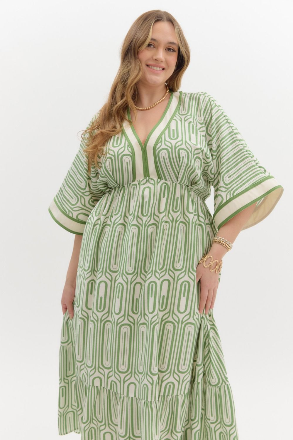 Abstract Maxi Dress - Green (S-2X)