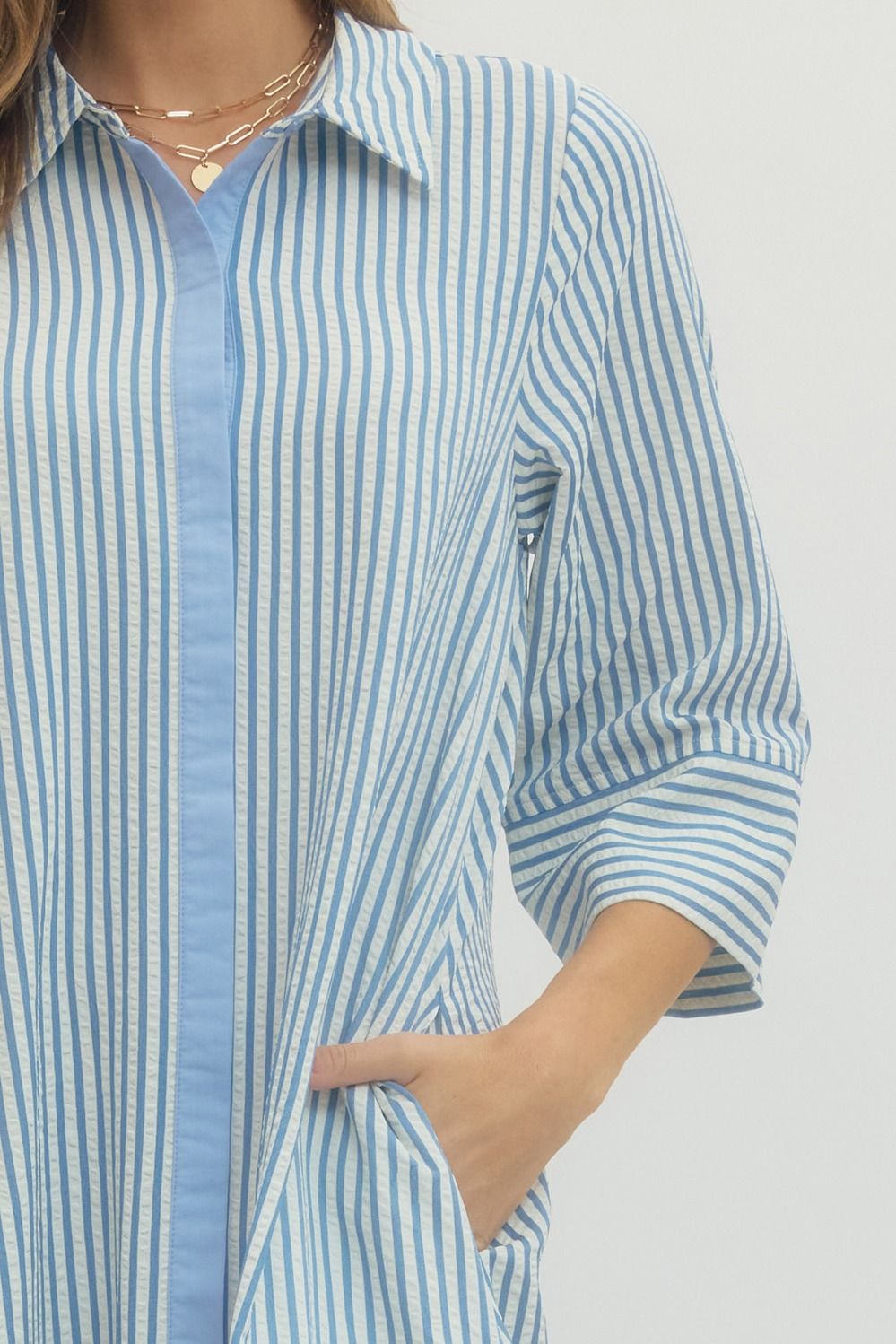 Striped Midi Dress - Blue