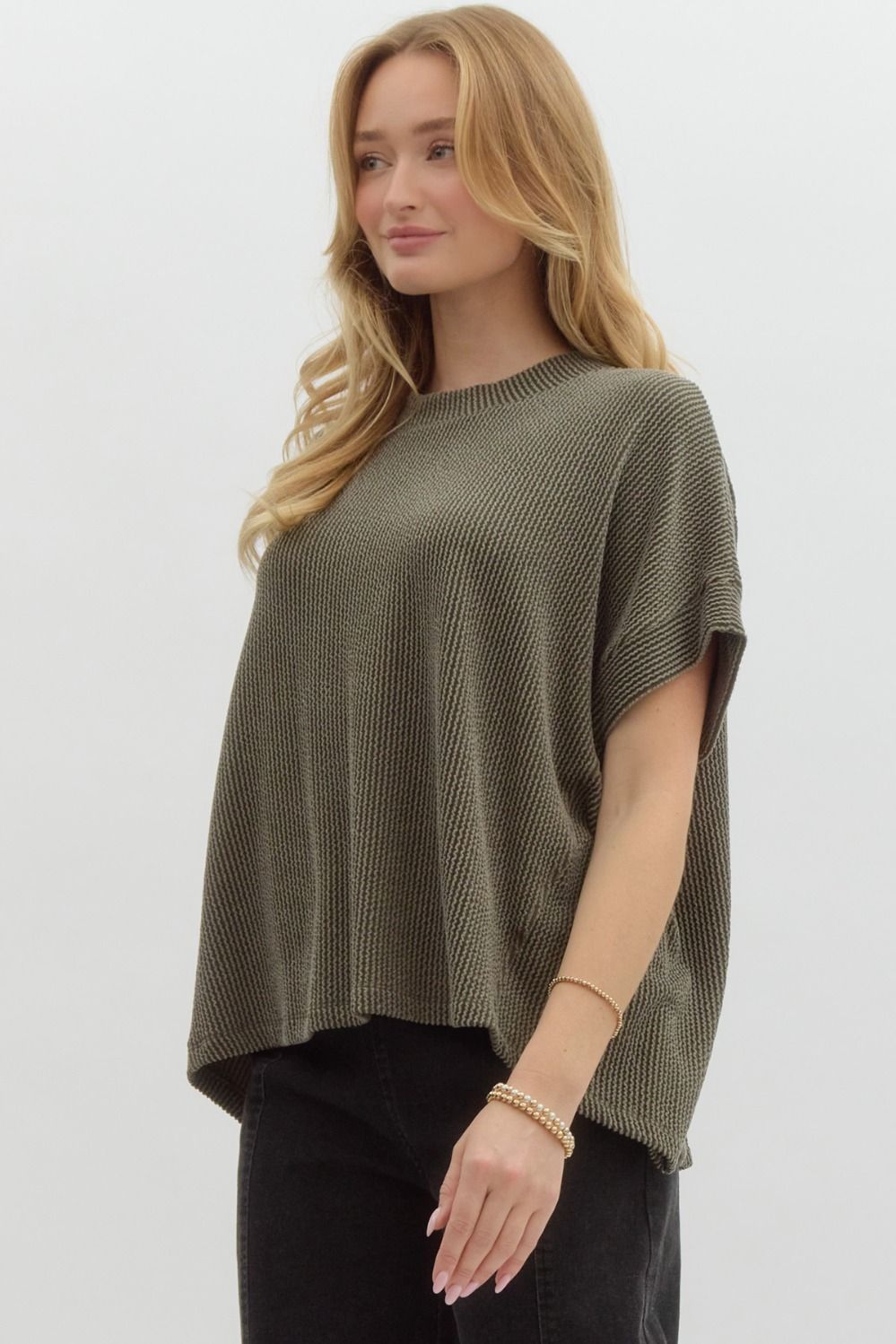 Ribbed Short Sleeve Top