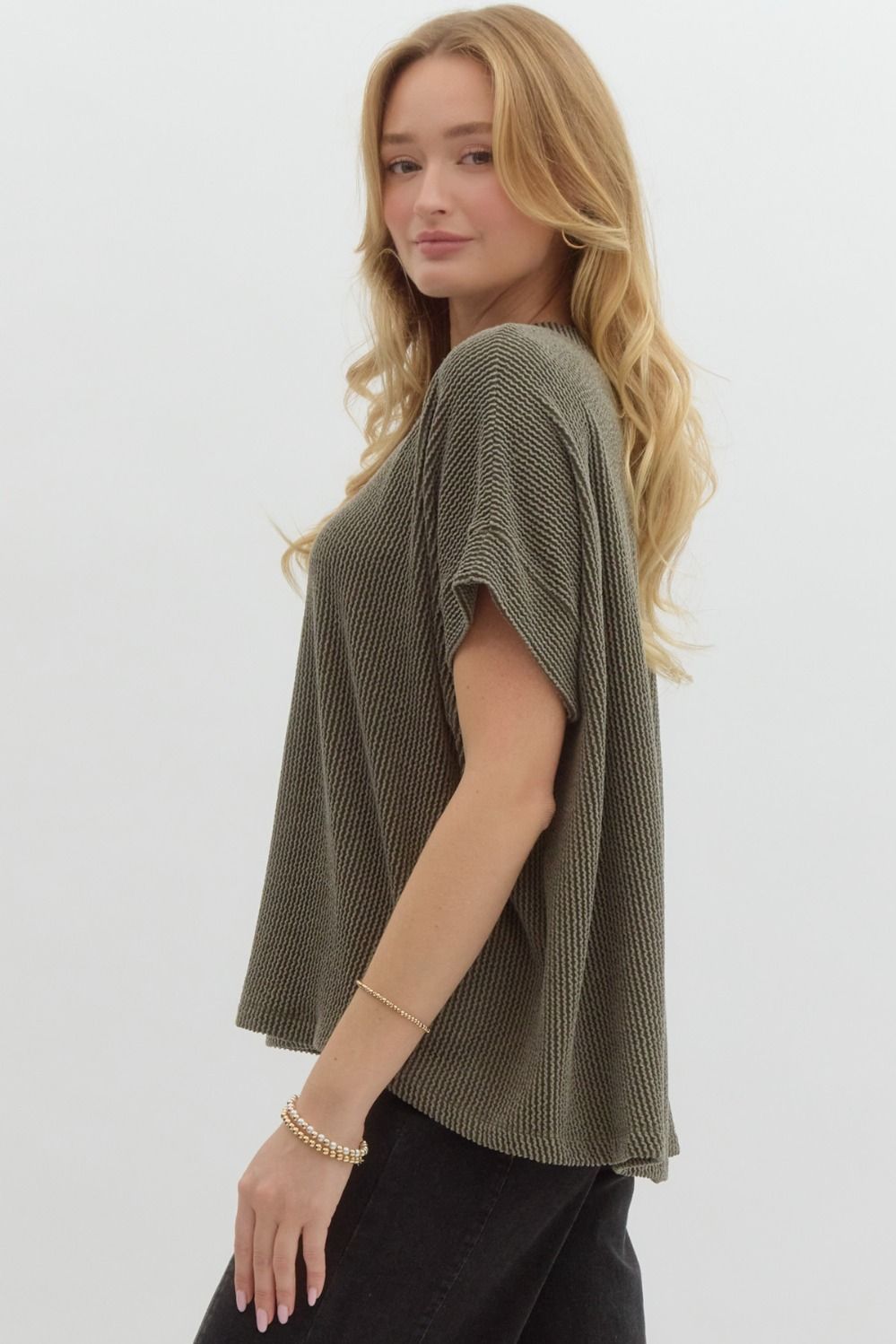 Ribbed Short Sleeve Top
