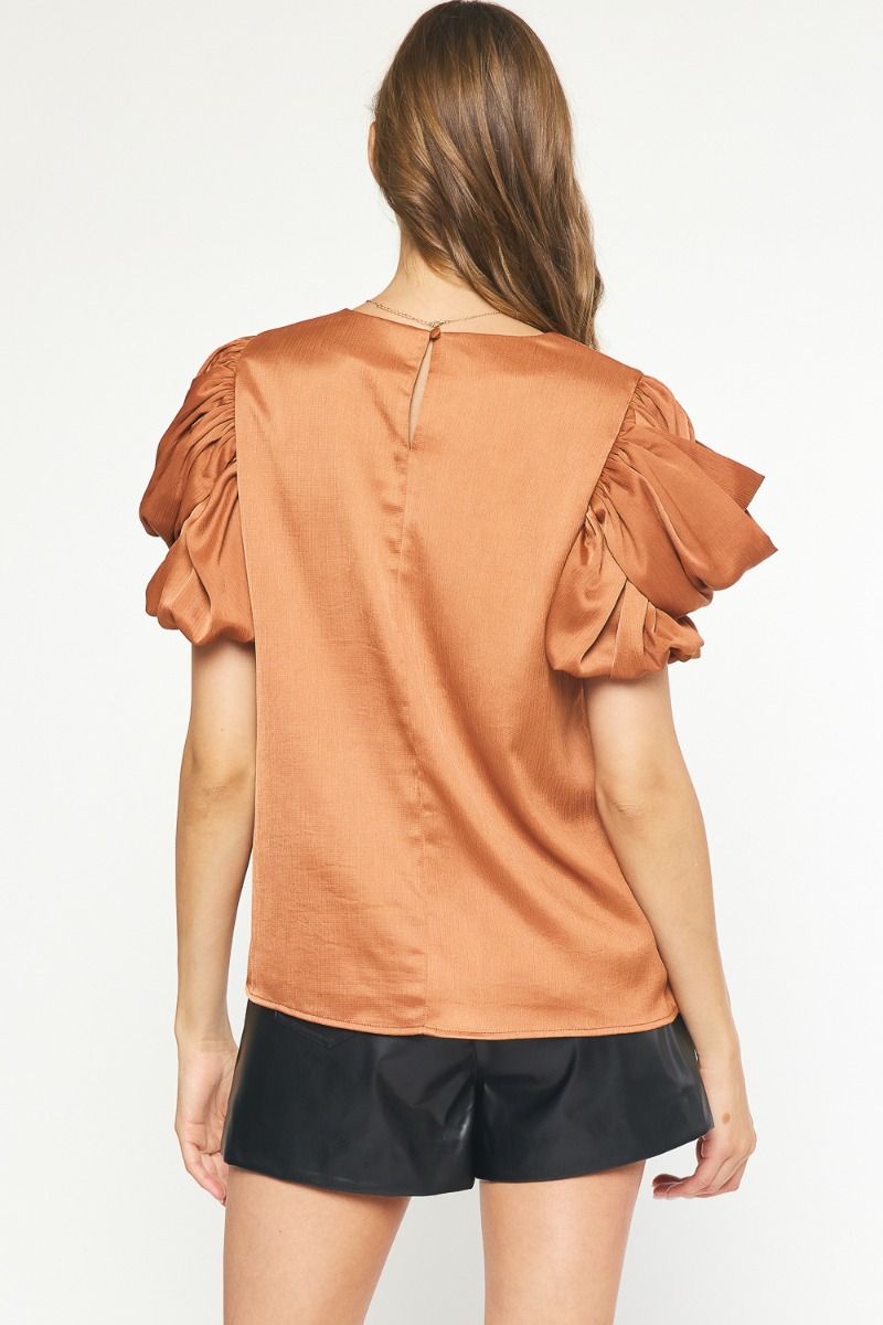 Satin short sleeve top