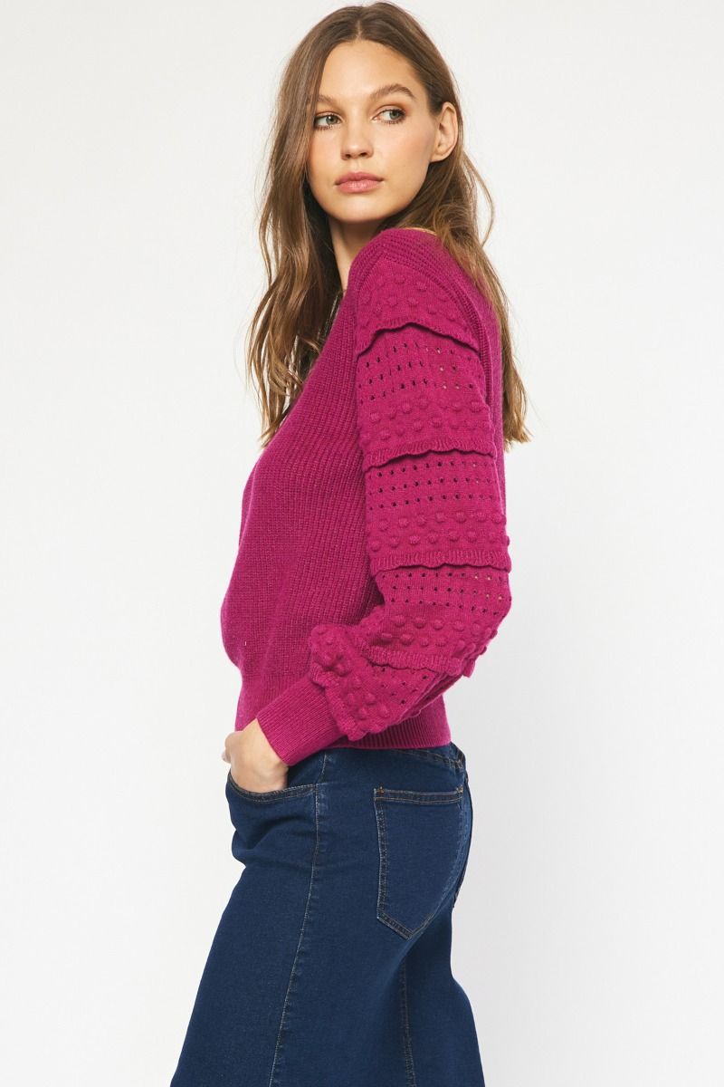 Textured long sleeve sweater