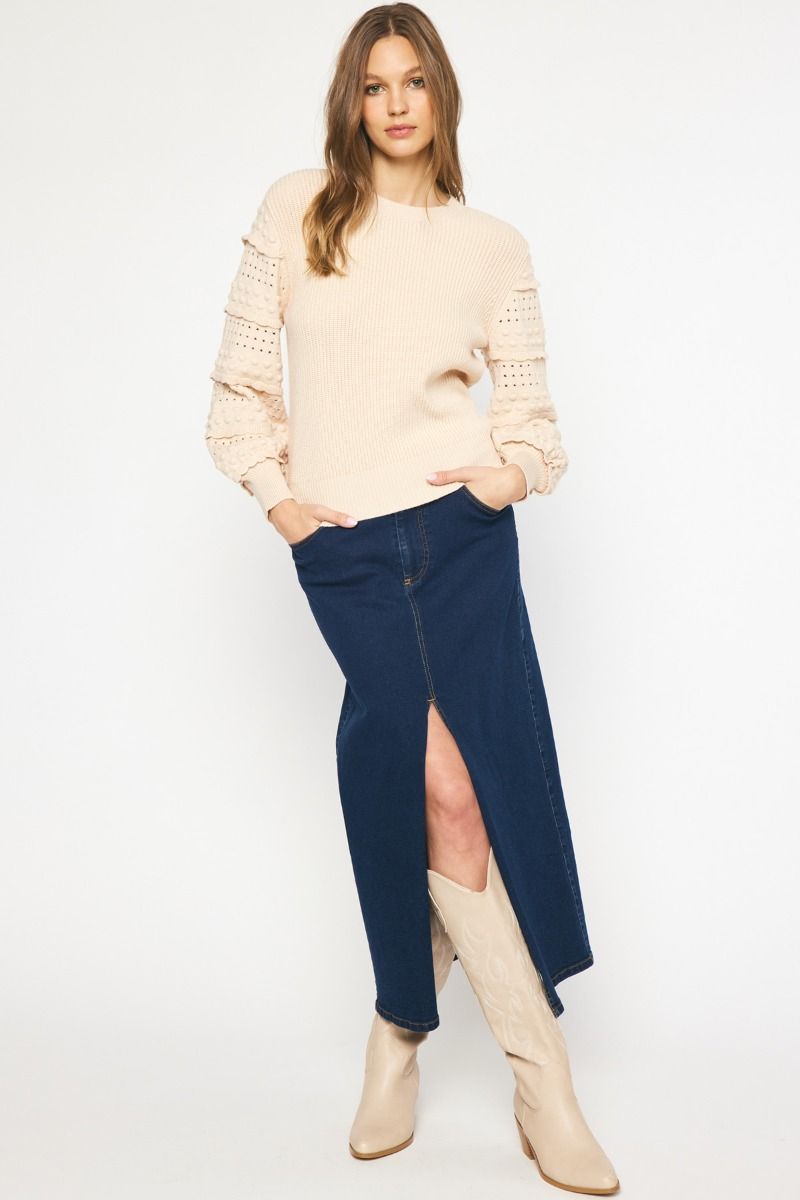 Textured long sleeve sweater