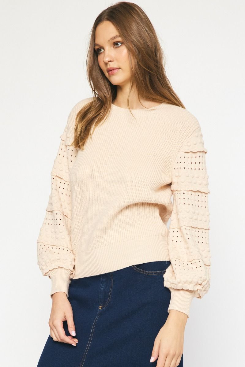 Textured long sleeve sweater